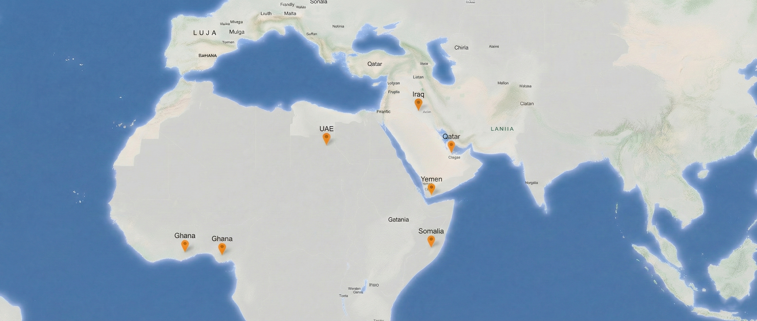 World map showing project locations